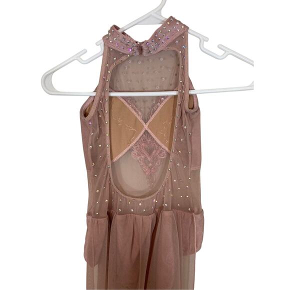Patrick James Pink Embezzled Dance Leotard With Train Youth L - Picture 5 of 6
